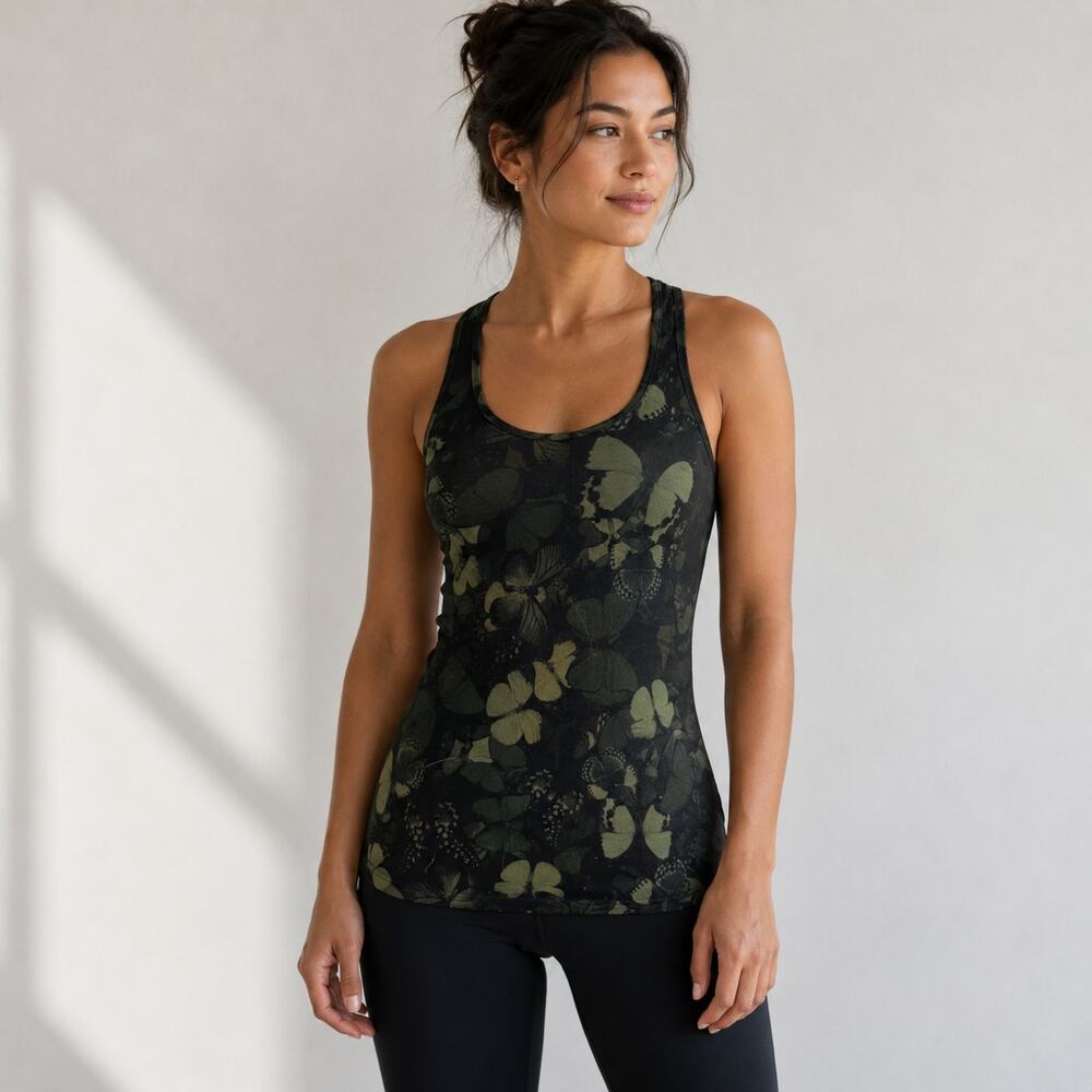 Lululemon Cool Racerback Camo Biggie So Fly Butterlfy Fatigue Green Black Small